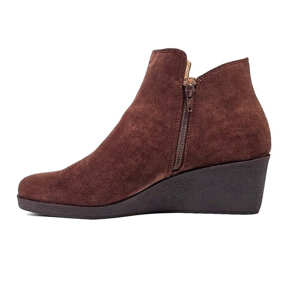 Aerosoles Bradley Wedge Zip-Up Ankle Bootie Brown Women's Size 12 - Picture 5 of 12